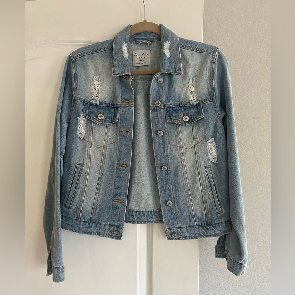 Love Tree Distressed Denim Jacket